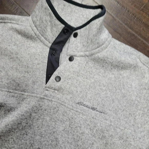 Eddie Bauer Radiator Fleece Snap-Front Pullover Gray Heather Size L - Picture 3 of 4